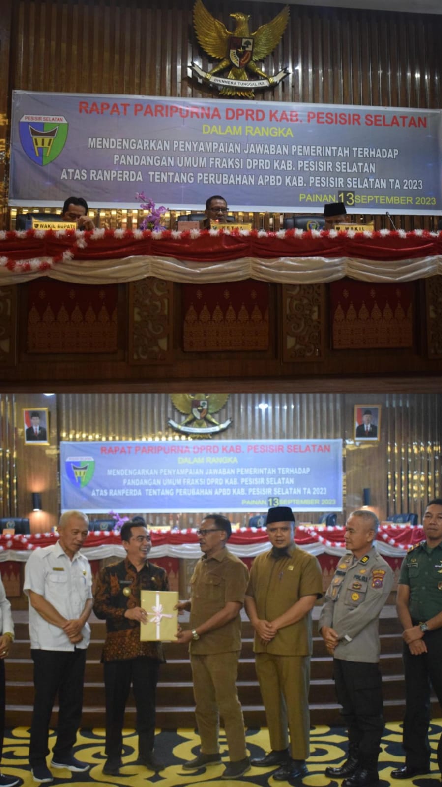 Rapat Paripurna Penyampaian Jawaban Pemerintah terhadap Pendangan Umum Fraksi DPRD Kab. Pesisir Sela