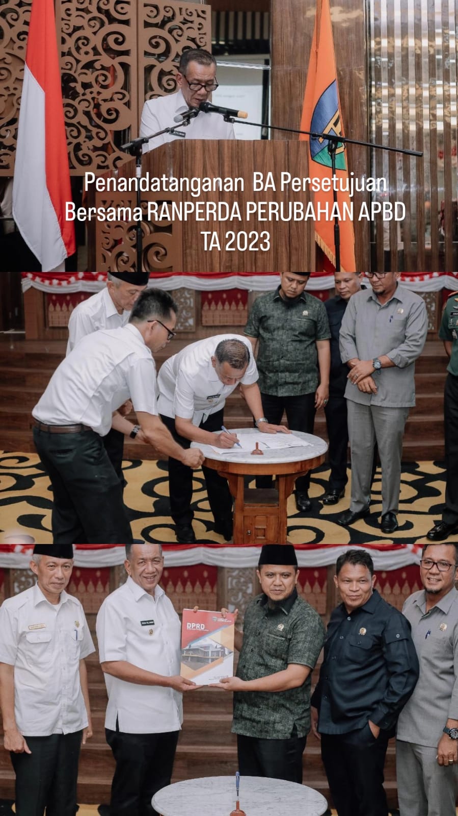 Penandatanganan Berita Acara Persetujuan Bersama RANPERDA PERUBAHAN APBD TA 2023